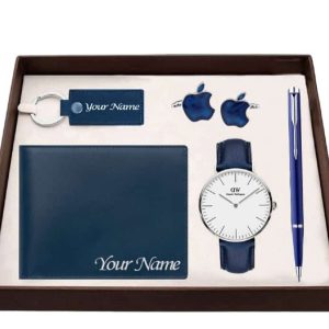 Personalized Genuine Leather 5-in-1 Gift Set (Blue)